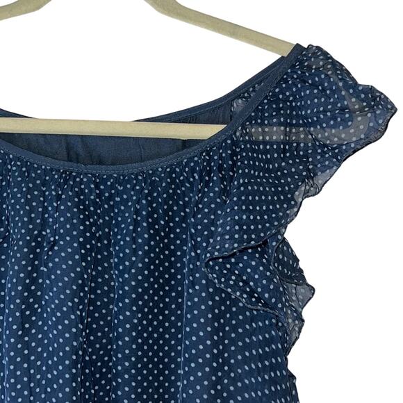 Luisa Ricci Navy Silk Polka Dot Tank Top, Ladies Medium - Picture 2 of 3